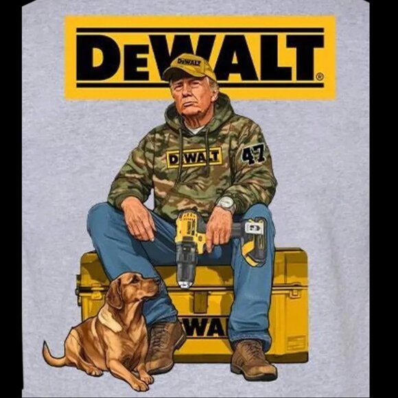 New De-Walt Trump Hunting Hound Dog Heather Gray Short Sleeve Graphic T-Shirt 3X - Picture 5 of 7